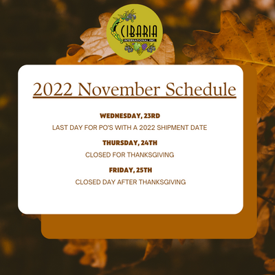 2022 November Schedule