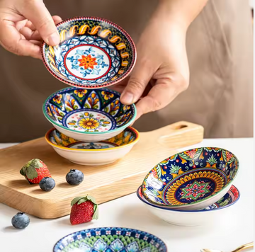 Accessories - 6 Pack Assorted Ceramic Round Dipping Bowl for Oils & Vinegars